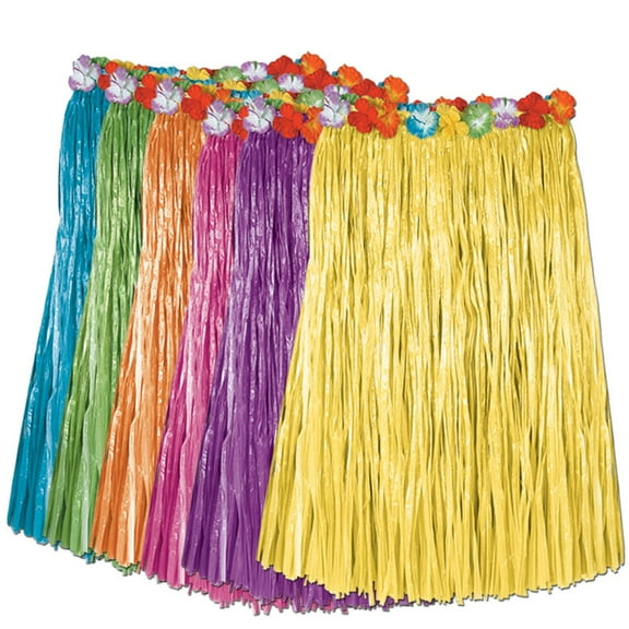 Party Central Club Pack of 12 Tropical Purple and Blue Adult Women's Artificial Grass Hula Skirts