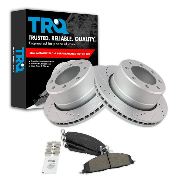 TRQ Rear Brake Performance Rotor & Metallic Pad Kit for Dodge Ram 2500 3500 BKA21025