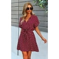 thumbnail image 2 of Femmes Robes Casual Manches Courtes Bouton Imprimé Floral vers le Bas V Cou Été Boho Midi Robe, 2 of 7