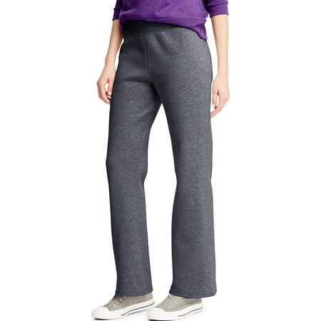 Hanes EcoSmart Women's Fleece Sweatpants with Open Bottom Legs, 30.5" Slate Heather L