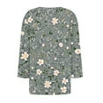 thumbnail image 4 of kttectoa Loose Pleated Ornamental Button Tunic Tops Womens Summer Tops Floral Graphic Blouse Square Neck 3/4 Sleeve Tee Tops for Ladies Delightful Street Wear, 4 of 5