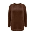 thumbnail image 4 of Scyoekwg Womens Long Sweaters Fall Fashion Dressy Casual Long Sleeve Top for Women Crewneck Tunic Knit Sweaters Loose Fit Pullover With Pockets (Z_Brown,M), 4 of 5