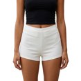 thumbnail image 1 of Shorts ajustados para mujer con bolsillos, elegantes, de color liso y tiro bajo, ideales para el verano, la playa y el uso diario., 1 of 7