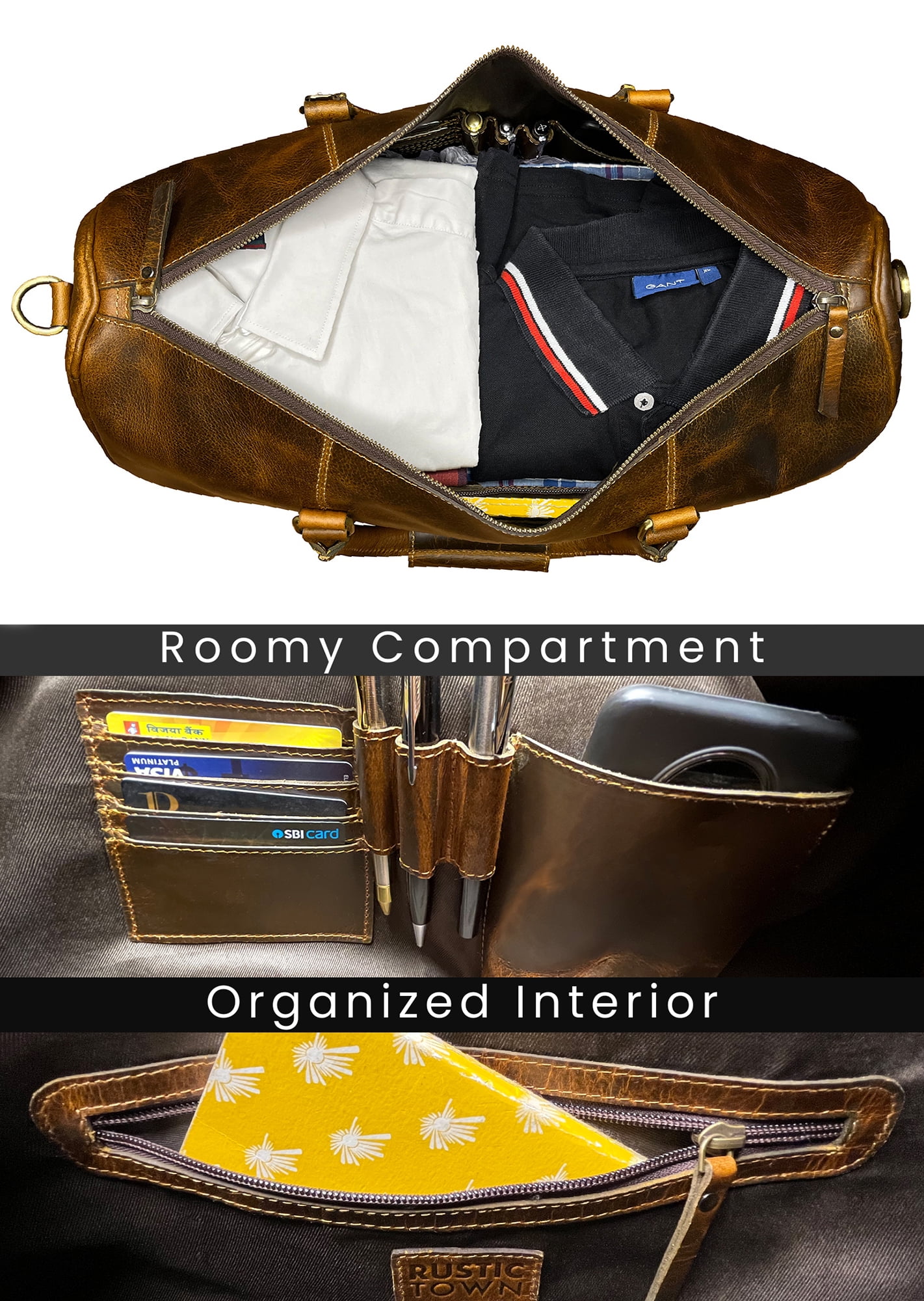 Leather Duffle Bag for Men Travel Gym Sports Carry on Luggage Duffel Bag Overnight Weekender Gift by Rustic Town