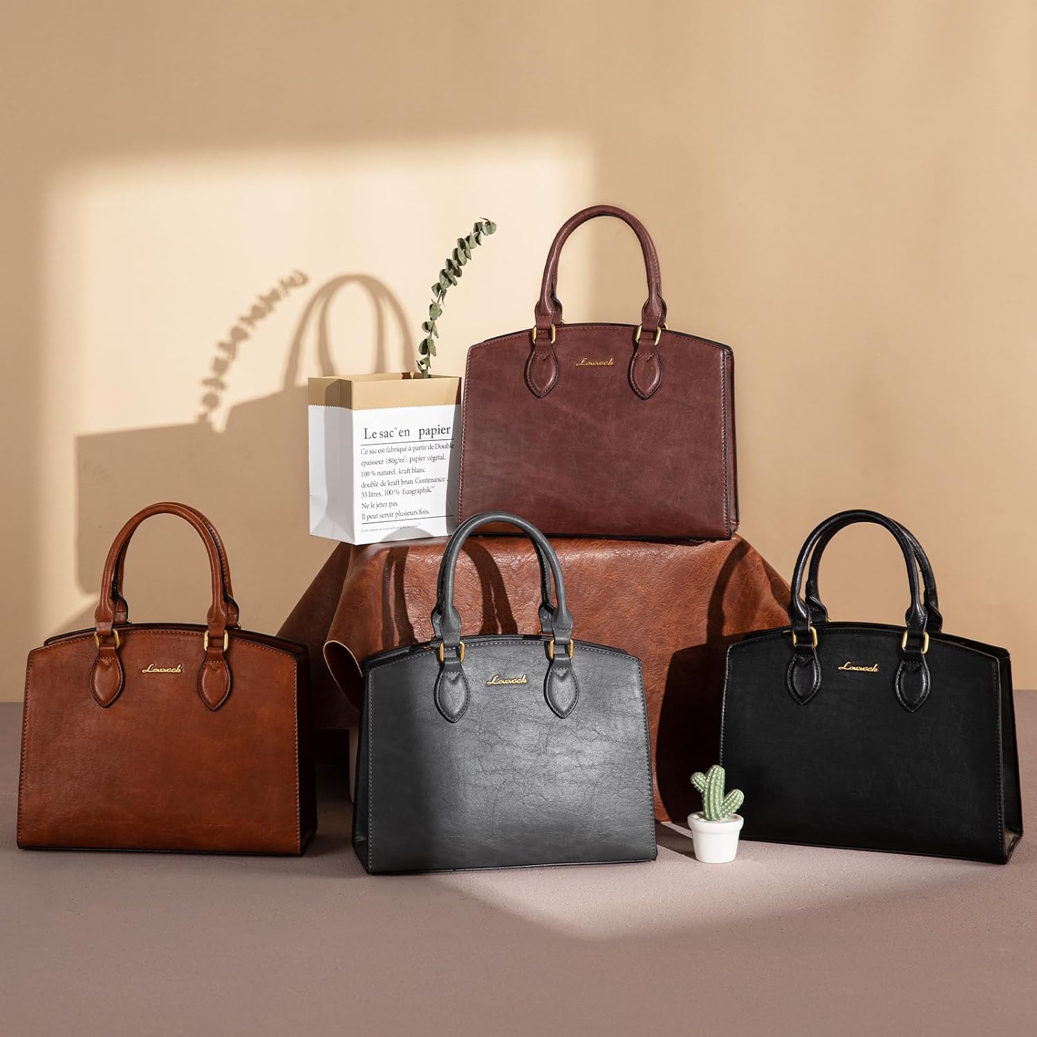 LOVEVOOK Purses and Handbags for Women, Vintage Tote Shoulder Bag Trendy, PU Leather Satchel Bag, Medium Ladies Hand Bag