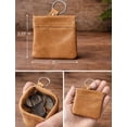thumbnail image 3 of SILVERFEVER Leather Coin Purse Change Holder Squeeze Spring Closure Pouch w Key Ring, 3.5" by 3.5" - Great Gift for Men Women, 3 of 4