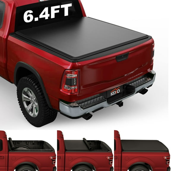 Kikito Vinyl Soft Roll-Up Tonneau Cover Truck Bed for 2009-2018 Ram 1500; 2010-2025 Ram 2500 3500 6.4ft (76.3in) Bed w/o RamBox