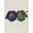 thumbnail image 3 of Qmyliery Baby Boy Autumn Sweatshirt Jumpsuit Long Sleeve Round Neck Fire Engine Embroidery Romper, 3 of 9