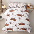thumbnail image 2 of Erosebridal Vintage Red Train Bed Spread Queen for Boys Men, Railroad Crossing Print Queen Coverlet Set, 3 Pieces, 2 of 7