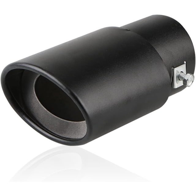 HUGFEGWE Exhaust Tip Universal 1.5"-2" Stainless Steel Exhaust Muffler Tip Pipe Car Oval Rear Exhaust Straight TailPipe Muffler Modification, Matte Black Straight Type U2536-26128
