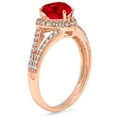 thumbnail image 3 of 1.49 ct Heart Cut Simulated Ruby with Simulated Diamond Halo Accents 18K Rose Gold Womens Engagement Ring, 3 of 5