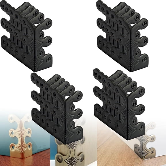 20PCS Solid Brass Baseboard Corner Protectors, Vintage Metal Corner Protector Table Corner Edge Cover Safety Bracket(Black)