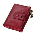 thumbnail image 4 of Cartera con bloqueo RFID y tarjetero para hombre, multibolsillos, color liso, con ventana para identificación rojo, 4 of 9