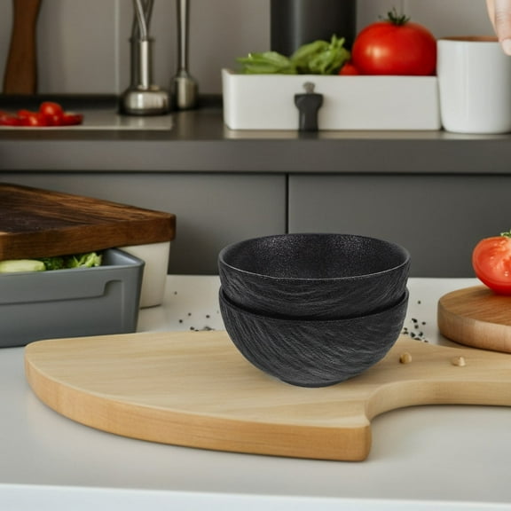 Masteelf 2pcs  Ceramic Bowls Rock Texture Porcelain Soup Bowls Modern Fruit Bowls Candy Bowls Salad Serving Bowls For Family Meal And Home Decor