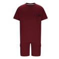 thumbnail image 4 of Ensemble Décontracté à Manches Courtes et Col Rond et Shorts à Taille Élastique avec Cordon pour Hommes, Mélange Coton Polyester, Noir, P, 4 of 6