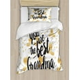 thumbnail image 1 of Grandma Twin Size Duvet Cover Set, Monochrome Quote with Beige Dots and Swirls Background Cherishing Elderly, Decorative 2 Piece Bedding Set with 1 Pillow Sham, Beige Black White, by Ambesonne, 1 of 3