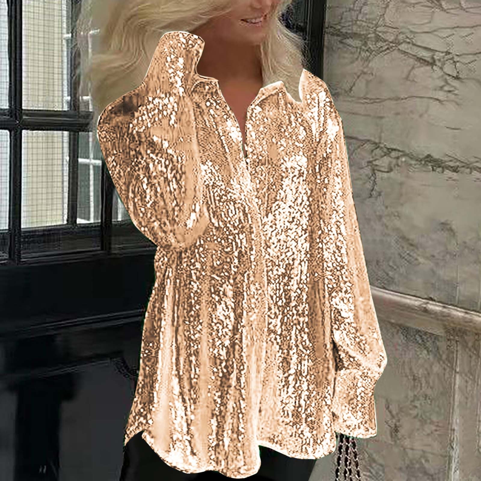 women's long sleeve gold shirt