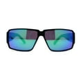 thumbnail image 2 of Locs Oversized Mirror Lens Thin Plastic Gangster Rectangle Sunglasses Matte Black Green Mirror, 2 of 4
