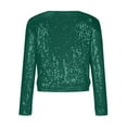 thumbnail image 6 of jsaierl Sequin Jacket for Women Cropped Cardigan Shiny Sparkly Shrug Clubwear Glitter Open Front Short Jackets, 6 of 7