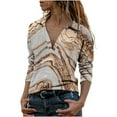thumbnail image 1 of Blusa informal de manga larga con cuello en V y estampado floral para mujer Pompotops  FGAJ16248, 1 of 5