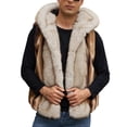 thumbnail image 3 of Zysthvn Faux Fur Vests for Men Casual Fall Open Front Mens Jackets Warm Solid Hooded Outerwear, 3 of 9