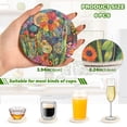 thumbnail image 3 of Whimsical Garden 6 Pcs Drink Coasters with Holder Absorbent Coasters Woven Coasters for Drinks Table Desk Protection Home Decor, 3 of 7