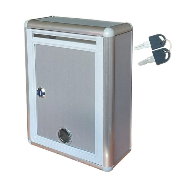 ZheElen Suggestion Mailbox Aluminum Alloy Office Suggestion Box With Lock And 2 Keys Secure Collection Reports Silver Small
