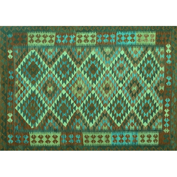 Ahgly Company Indoor Rectangle Oriental Turquoise Blue Traditional Area Rugs, 4' x 6'