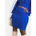 thumbnail image 5 of Rebdolls Women's Plus High Waist Bodycon Solid Knit Mini Skirt - Blue - 1X, 5 of 5