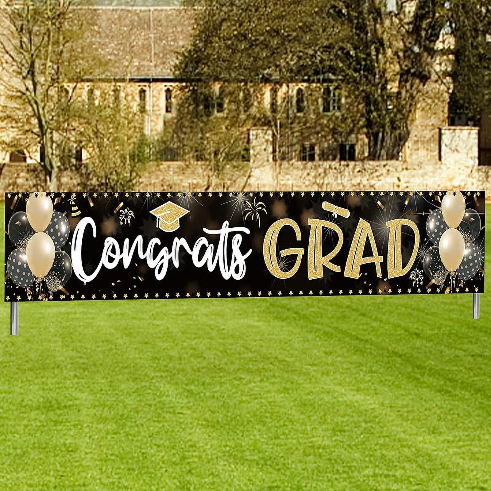Cooles Filz-Banner „Congrats Grad“ In Gold – Fertig Zum Aufhängen Für Deine Abschlussparty 2025!