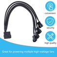 thumbnail image 3 of 1 To 2 Way Y-Splitter Sleeved 4-Pin Molex Male To 2x 3-Pin/4-Pin PWM Male Connector Fan Extension Adapter Cable, 3 of 9