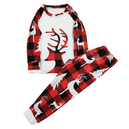 

Christmas Elk Printed Pajamas for Family Long-Sleeved Round Neck Sleepwear Loose Casual Home Clothes Set New