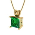 thumbnail image 2 of Clara Pucci 14K Yellow Solid Hypoallergenic Gold 2Ct Emerald Princess Cut Solitaire Designer Necklace Pendant For May, 2 of 7