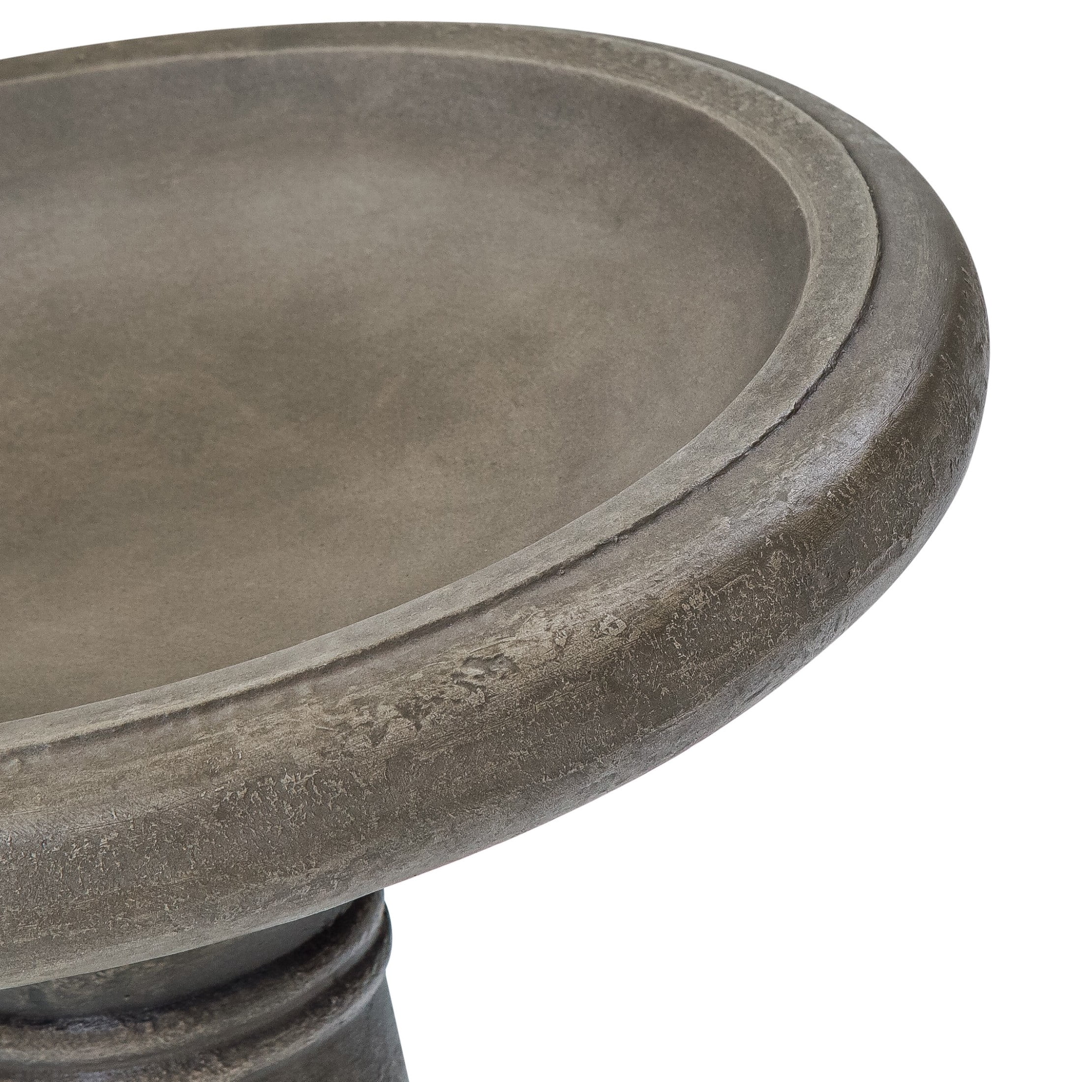 Christopher Knight Home 25" Outdoor Pedestal Bird Bath, Polyresin Retro Stone Look, Antique Gray