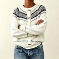 thumbnail image 6 of Rrxhxhs Cardigan Sweaters for Women Crew Neck Fair‑Isle Jacquard Toggle Closure Long Sleeve Retro Nordic Knit Cover Up, 6 of 6