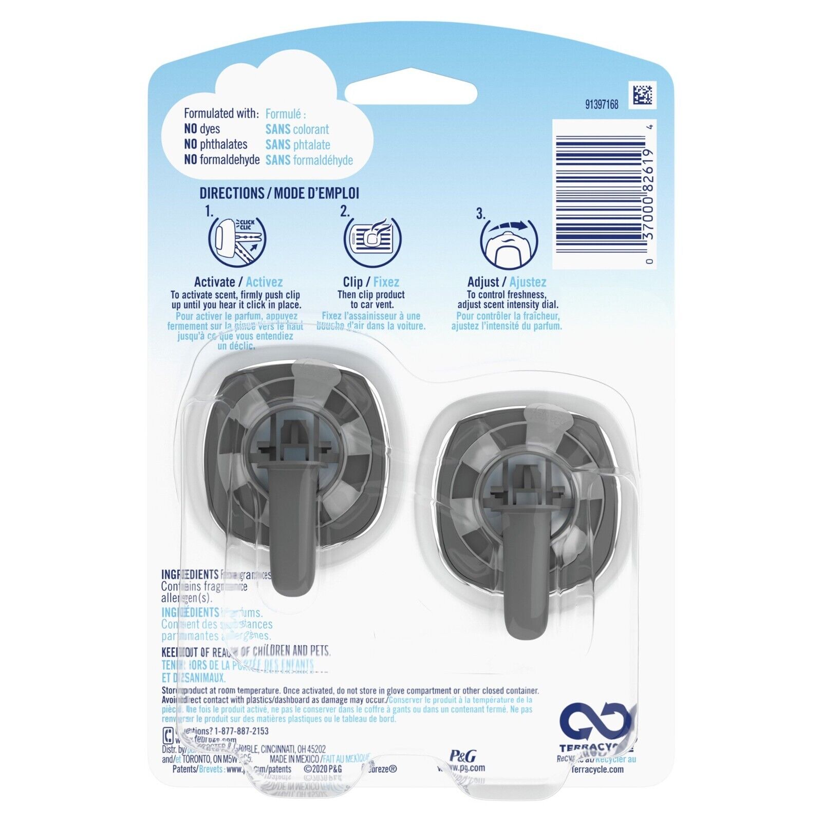 Febreze Car Vent Clip Air Freshener, New Car Scent, .06 Fl. Oz Each, 6 Pack