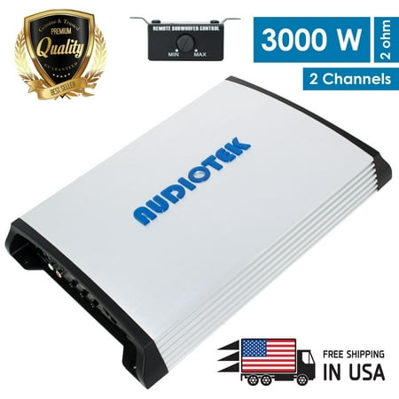 New Audiotek 2 Channel 3000 WATTS Bridgedable Car Audio Stereo Amplifier (Best 3000 Watt Amp)