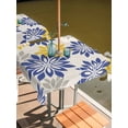 thumbnail image 2 of Outdoor Tablecloths with Umbrella Hole & Zipper, Geometric Flower 60x60 Inch Square Tablecloths, Vintage Country Floral Blue Yellow on Linen Waterproof Table Cloth, Patio/Pool/Picnic Table Covers, 2 of 8