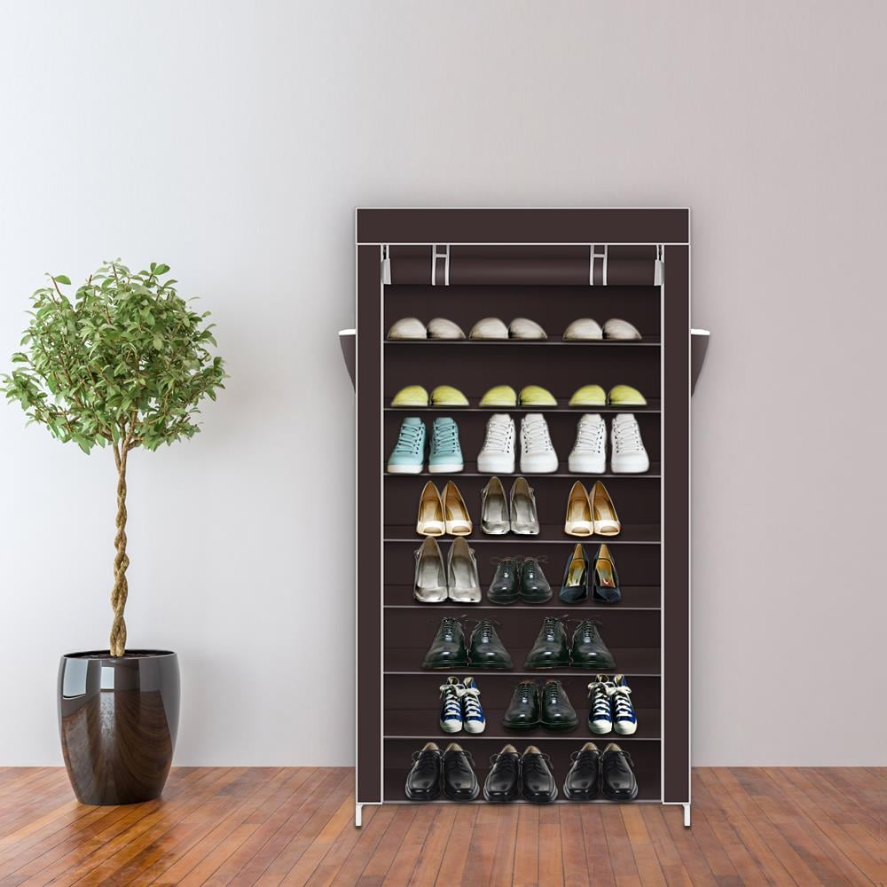 Ktaxon 10 Tiers Shoe Rack with Dustproof Cover Closet Shoe Storage