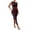 Brown, variant on Women's Honey Slit Round Neck Midi Tank Dress with Sheer Slit and Stretch Fabric 95% Polyester 5% Elastane Flattering