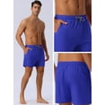 thumbnail image 5 of DARING DIVA Men's Drawstring Waist Side Pockets Mesh Lining Beach Swim Trunks 28 Blue, 5 of 5