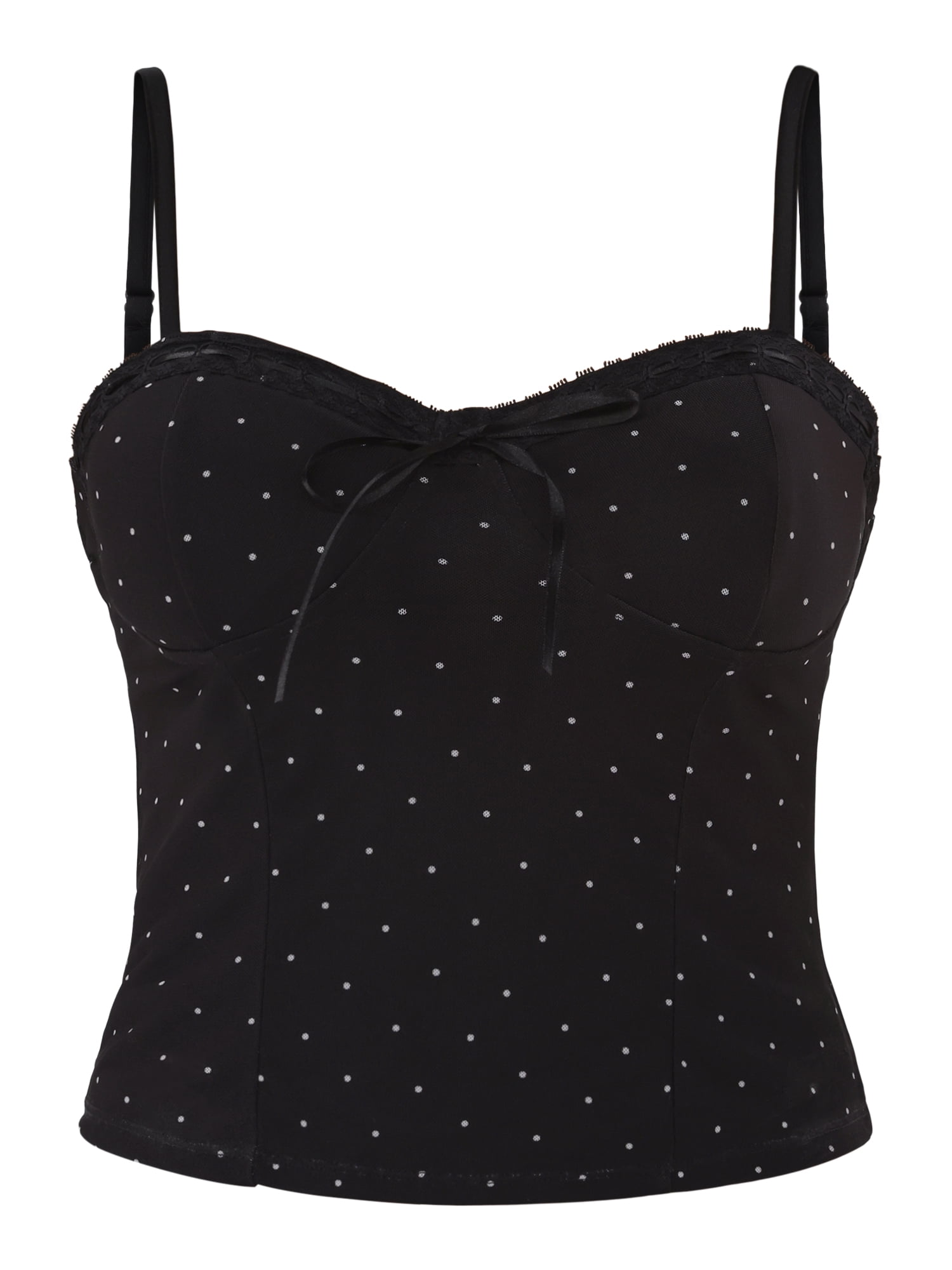 No Boundaries Printed Corset Top with Lace Trim, Women's and Women's Plus