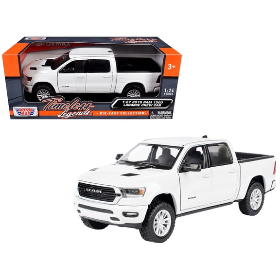 2019 RAM 1500 Laramie Crew Cab Pickup Truck White "Timeless Legends" Series 1/24 Diecast Model Car by Motormax
