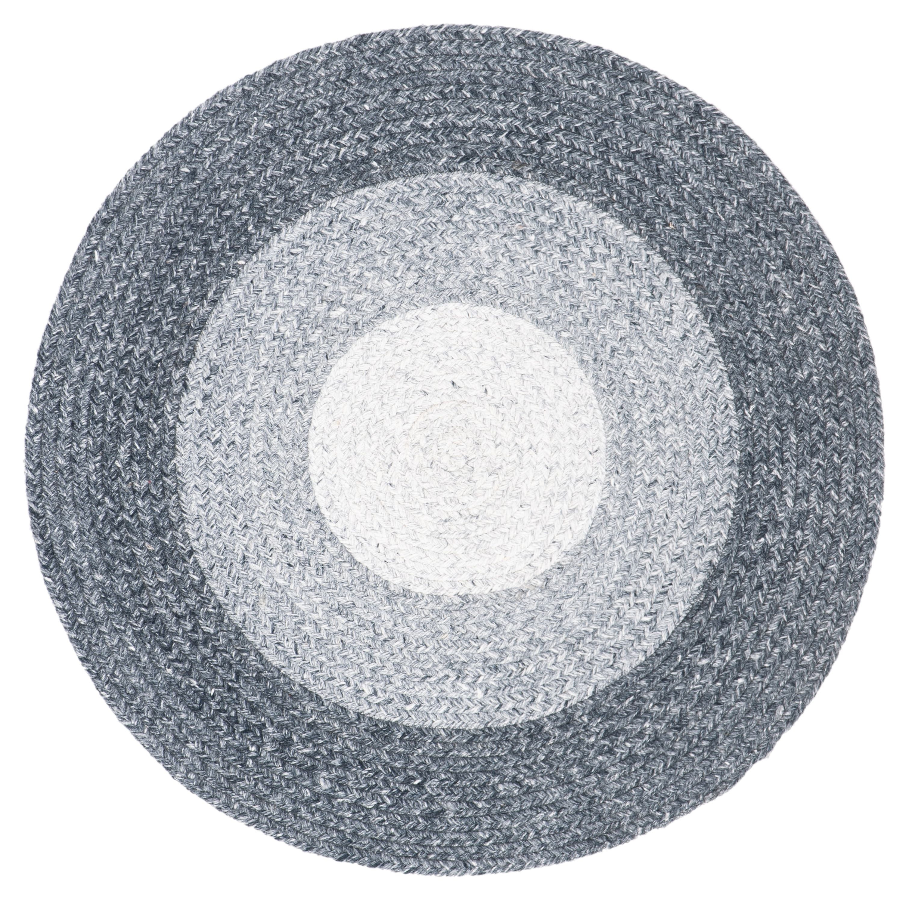 SAFAVIEH Braided Osmond Geometric Polyester Reversible Area Rug, Dark Gray/Ivory, 3' x 3' Round