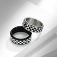thumbnail image 3 of PAURO Men's Stainless Steel Checker Flag Rotatable Ring Anxiety Free Stress Relief Band Black and White Plaid Black Size 9, 3 of 4