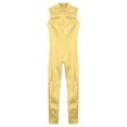 thumbnail image 4 of CHICTRY Kids Girls Metallic Long Jumpsuit Sleeveless Gymnastics Acrobatics Full Length Unitard Bodysuit Gold 12, 4 of 5