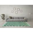 thumbnail image 3 of Ahgly Company Indoor Round Checkered Light Blue Modern Area Rugs, 3' Round, 3 of 4