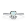 thumbnail image 2 of Heart Fashion Petite Dainty Ring Lab Created White Opal 925 Sterling Silver Size 4, 2 of 5
