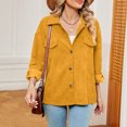 thumbnail image 2 of Diufon Casual Womens Shirts Solid Color Corduroy Jackets Long Sleeve Lapel Button Coats with Pockets, 2 of 7