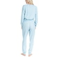 thumbnail image 4 of Ocean Pacific Women's Waffle Knit Pajama Set, Long Sleeve Henley and Jogger Sleep Pants, LtBlu/White Dot, S, 4 of 6